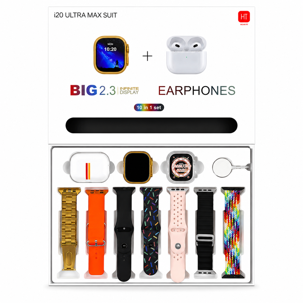 I20 Ultra Smart Watch With Earbuds And 7 Straps